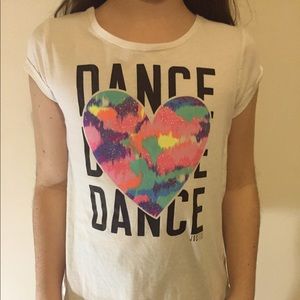 Justice White Dance Dance Dance Kids Large T-Shirt